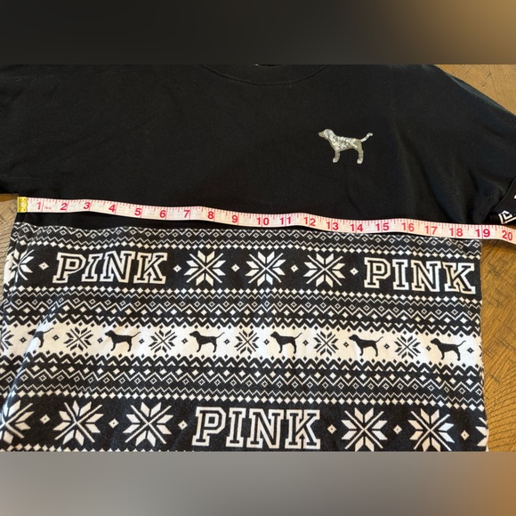 PINK by VS Black and White Crew Neck Sequin Pullover - Picture 7 of 11